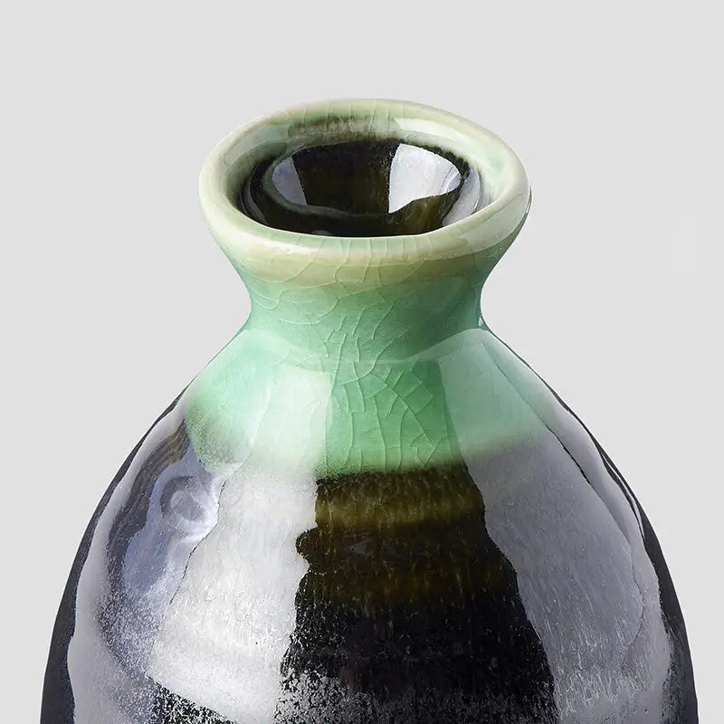 Green Dip Japanese Sake Jug
