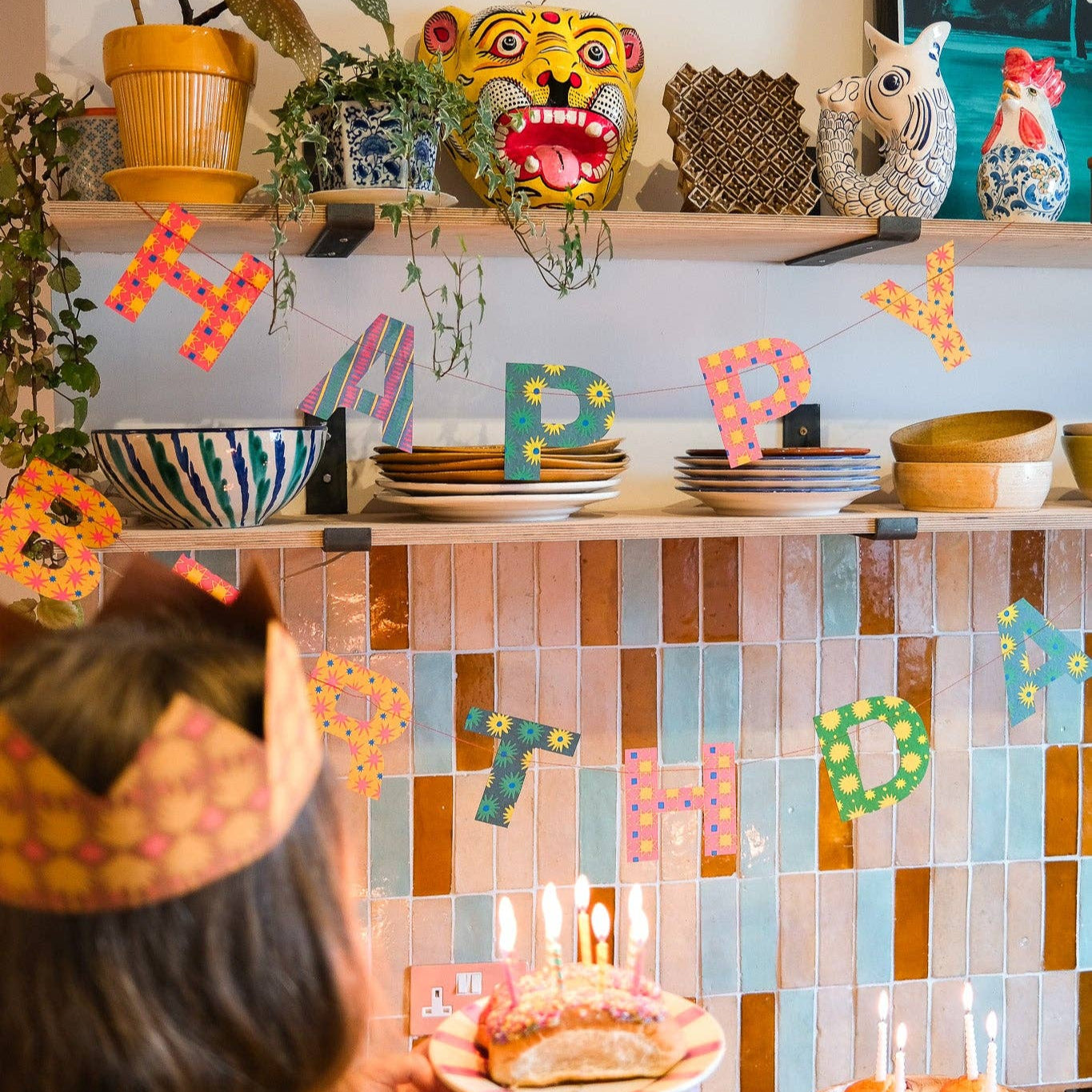 Bright Happy Birthday Sewn Garland
