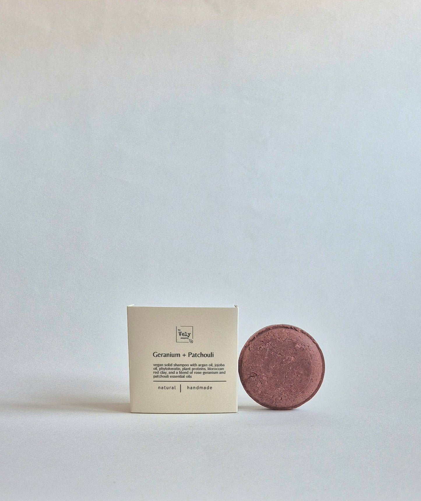 Vegan Solid Shampoo with Argan Oil, Red Clay & Geranium