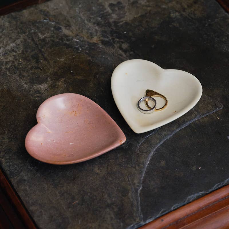 Kenyan Hand Carved Soapstone Heart Dish