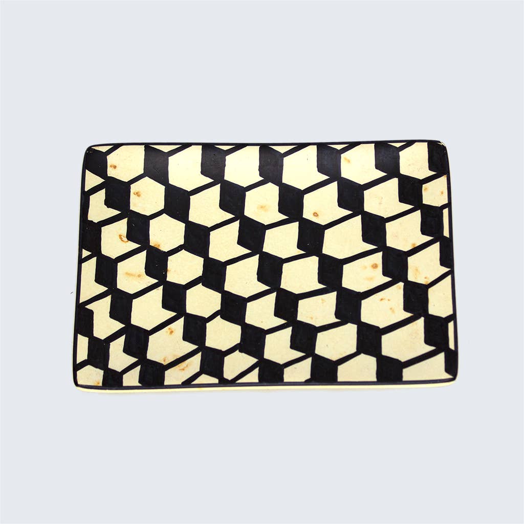 Soapstone Rectangular Dish In Cubic Maze