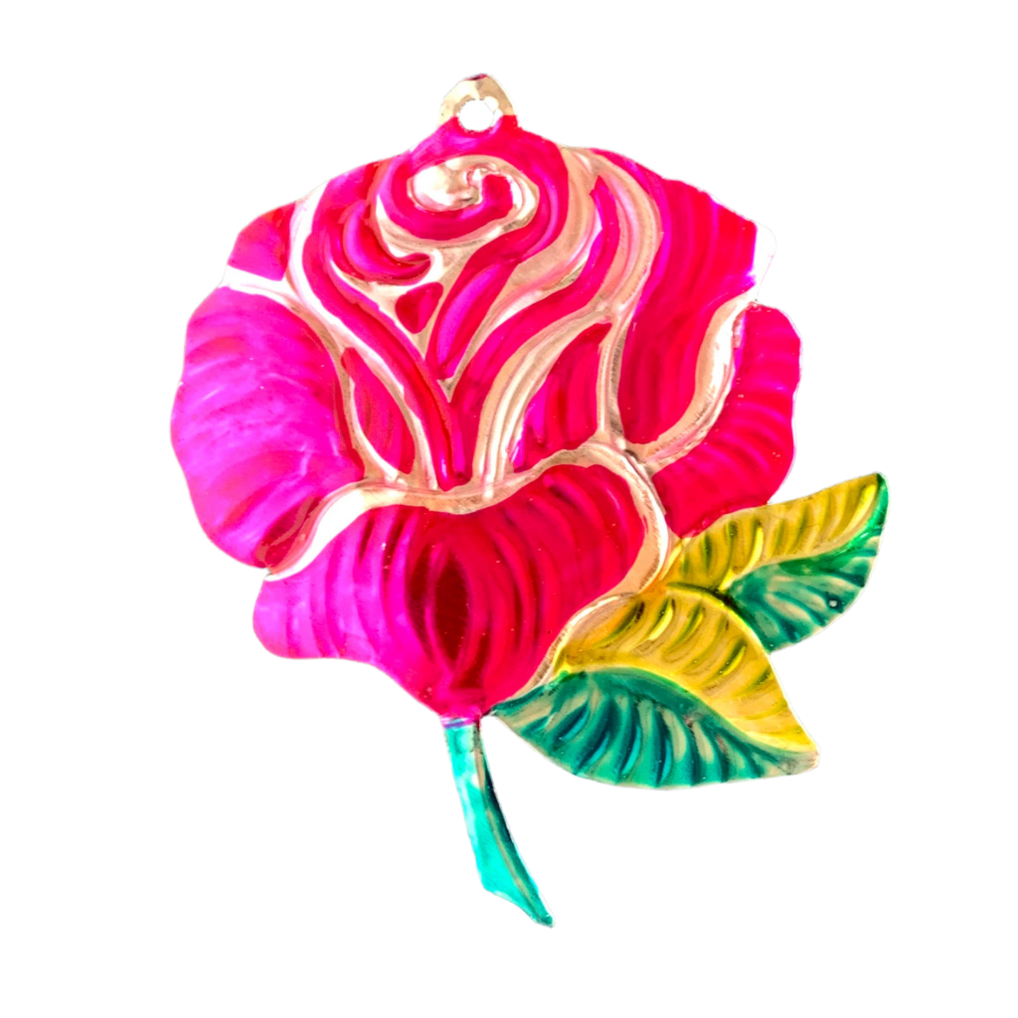 Hand-Painted Milagros Tin Rose Ornament