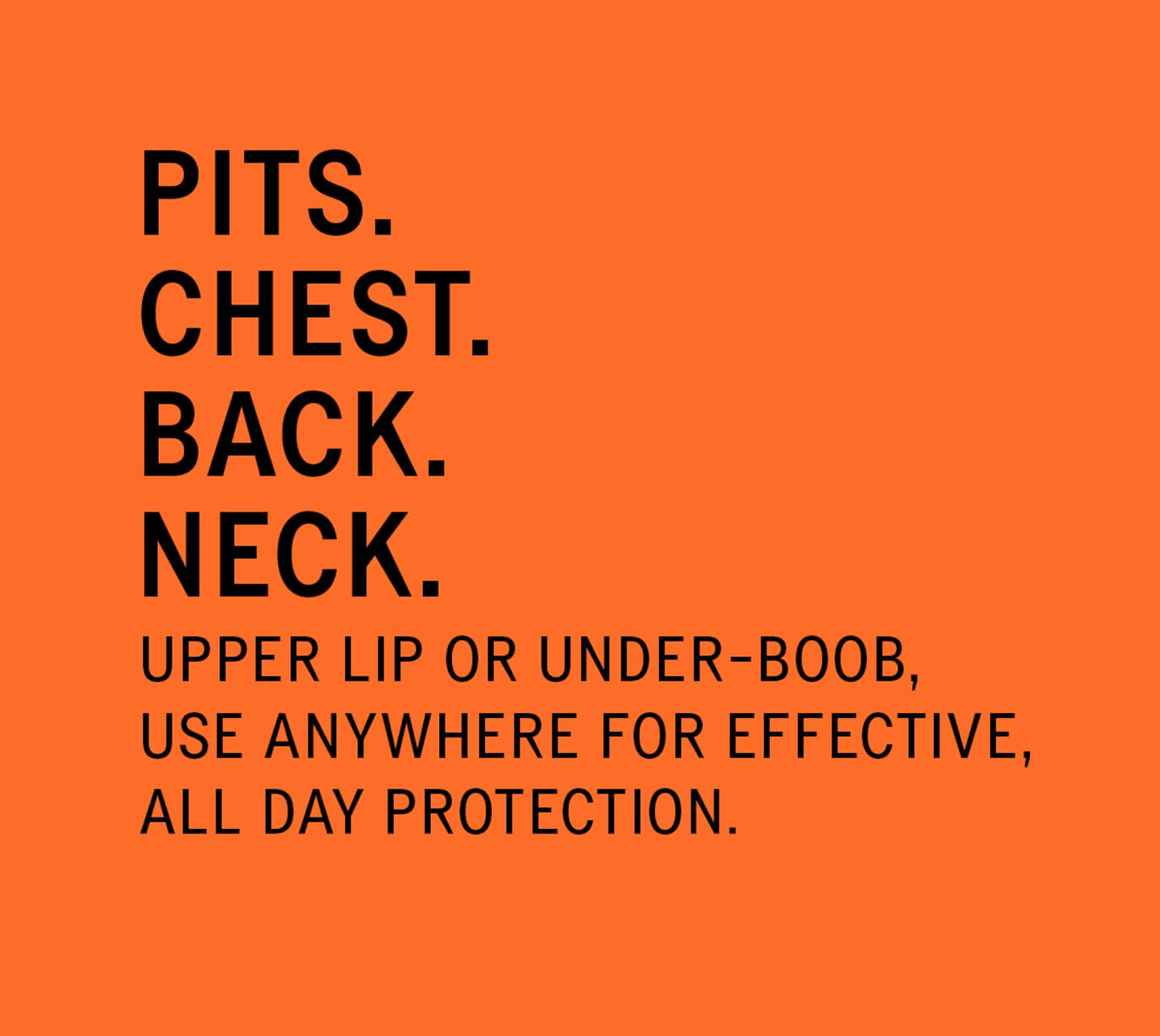 AKT brand Deodorant balm uses orange and black info graphic