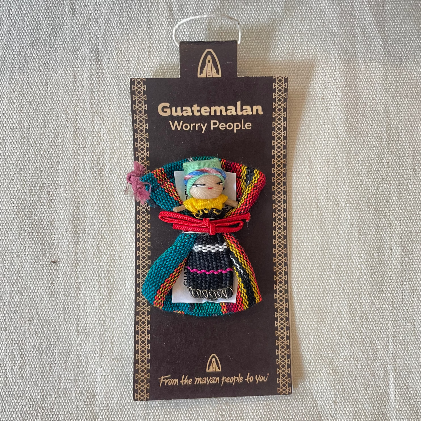 Traditional Guatemalan Worry Doll on Card