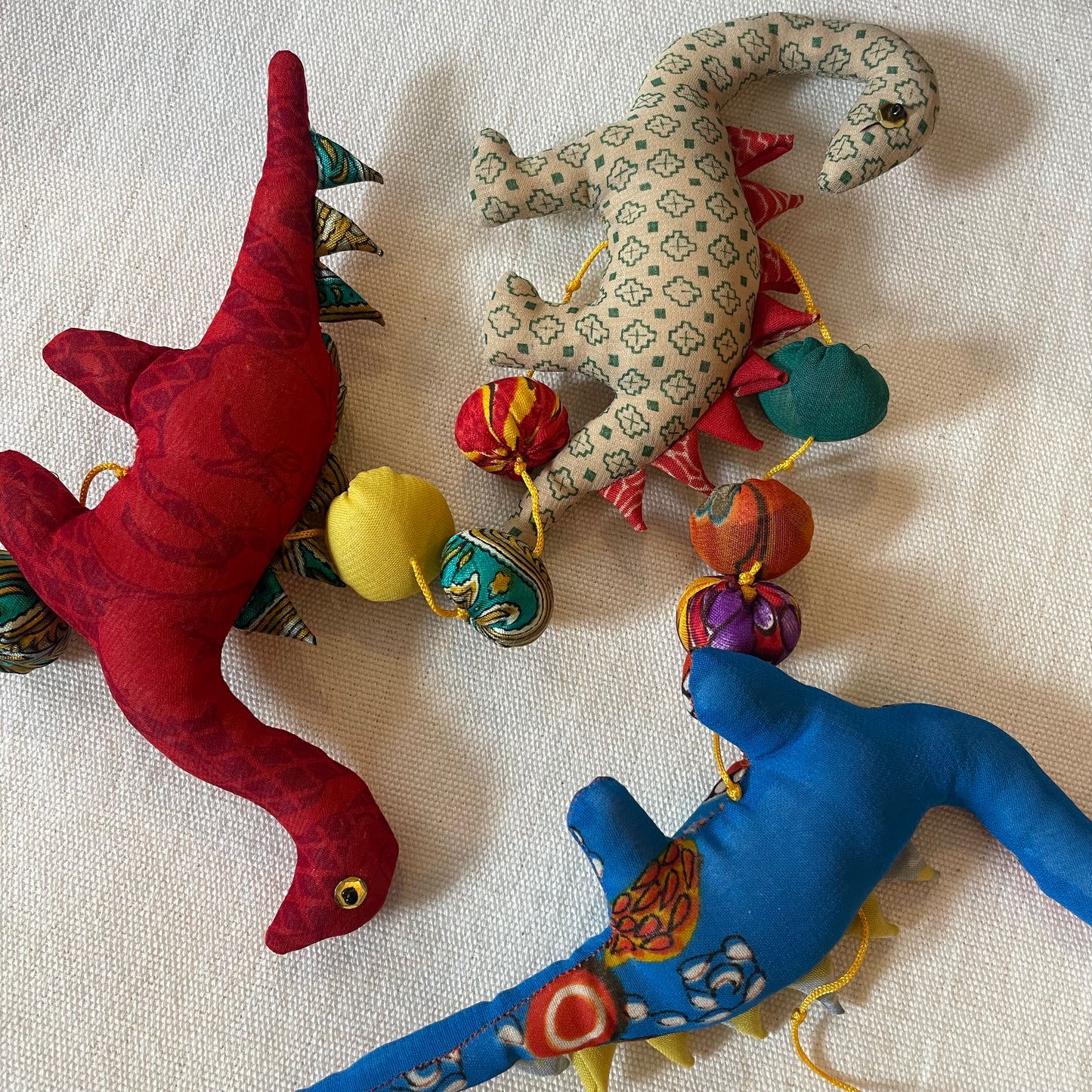 Multicoloured Dinosaur & Pompom Hanging Mobile