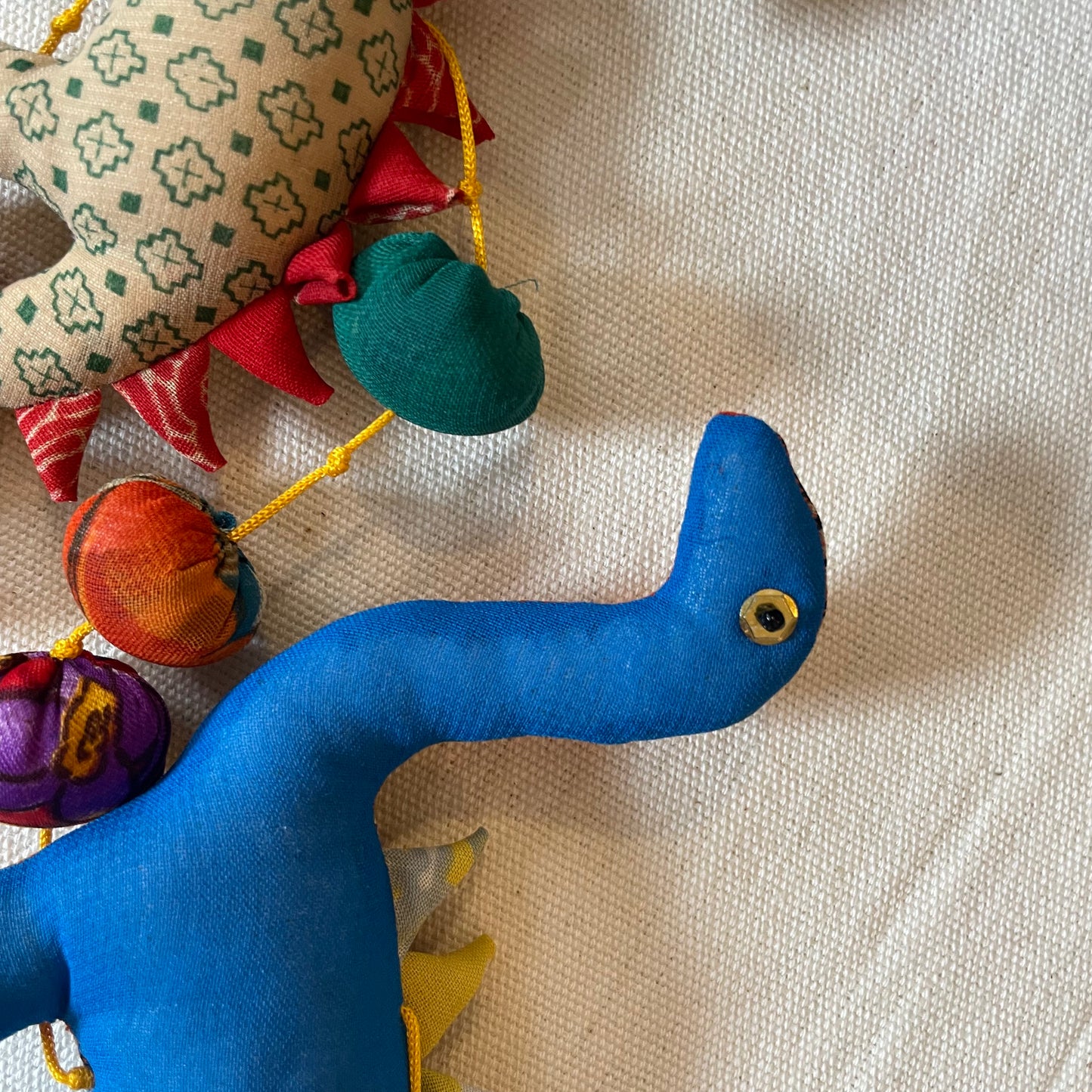 Multicoloured Dinosaur & Pompom Hanging Mobile