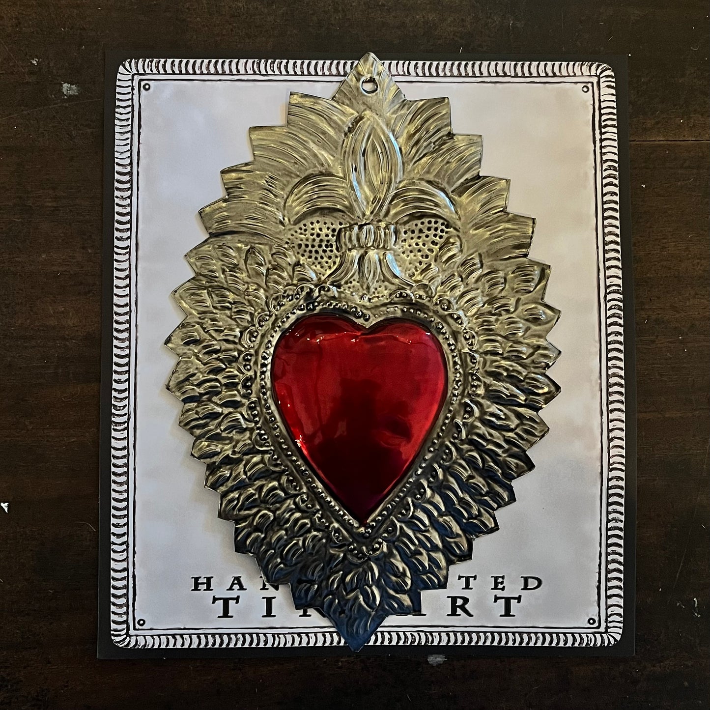 Mexican Tin Ex Voto Milagros - Flaming Heart