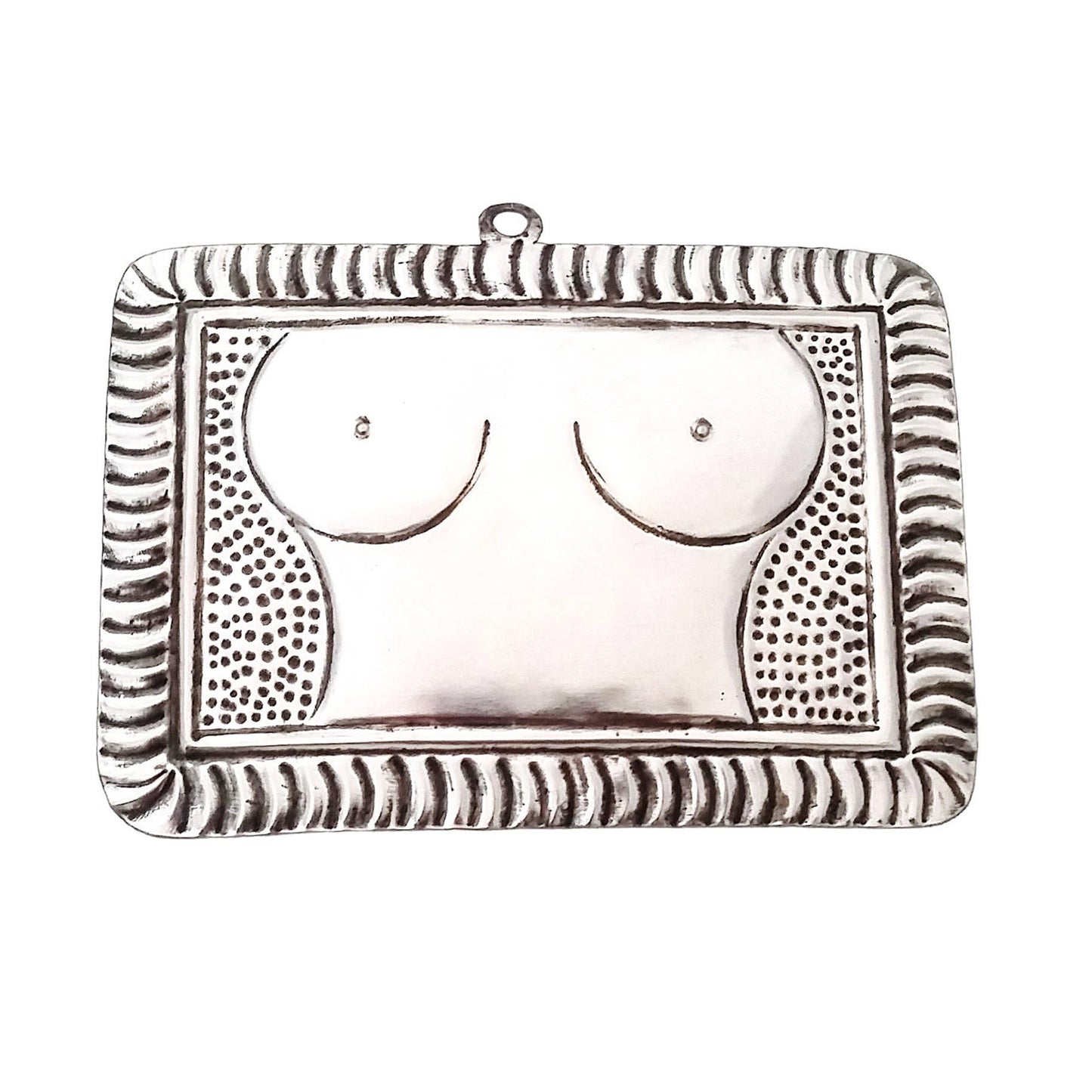 Handcrafted Tin Nude Breast Plaque – Mexican Made
