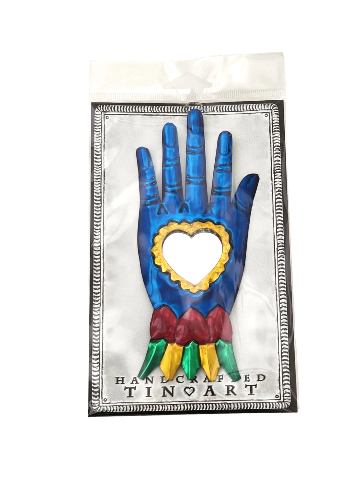 Mexican Blue Hand Mirror Ex-Voto Milagros