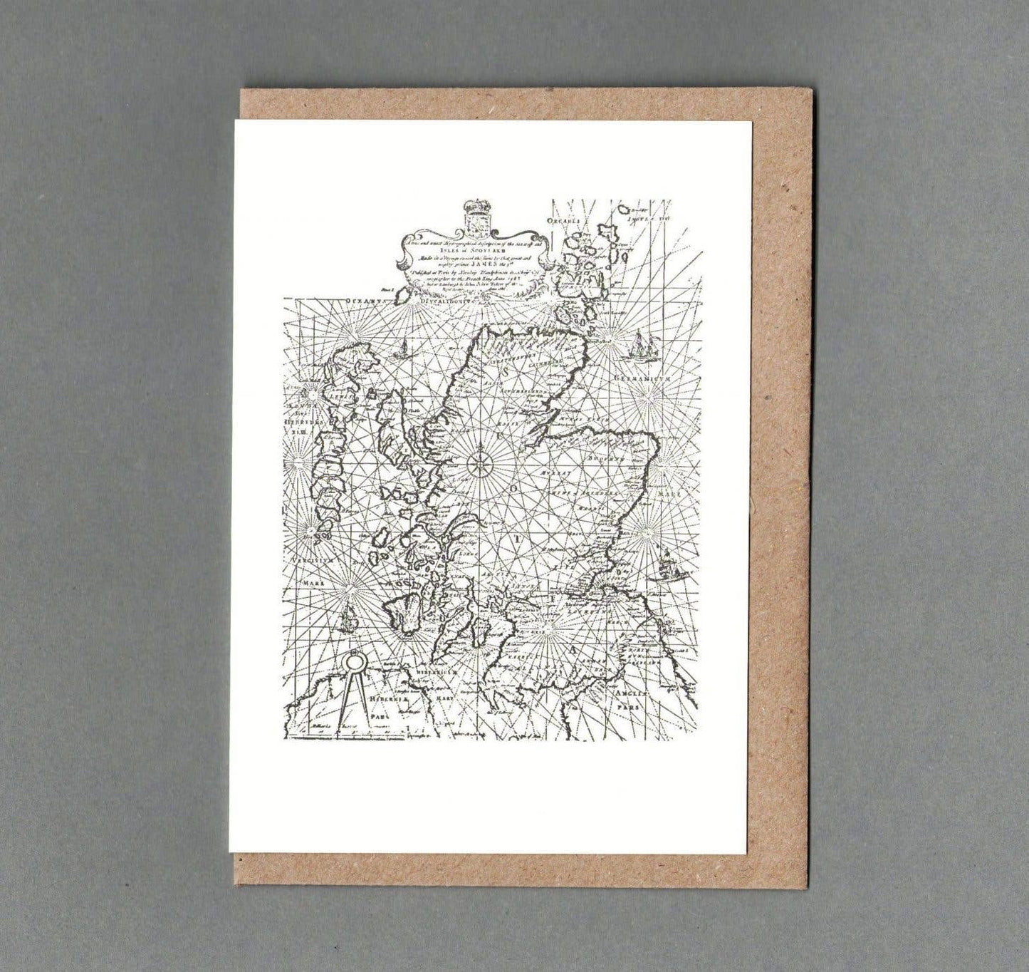 Scotia, Scotland Map - Eco Friendly Letterpress Greeting Card