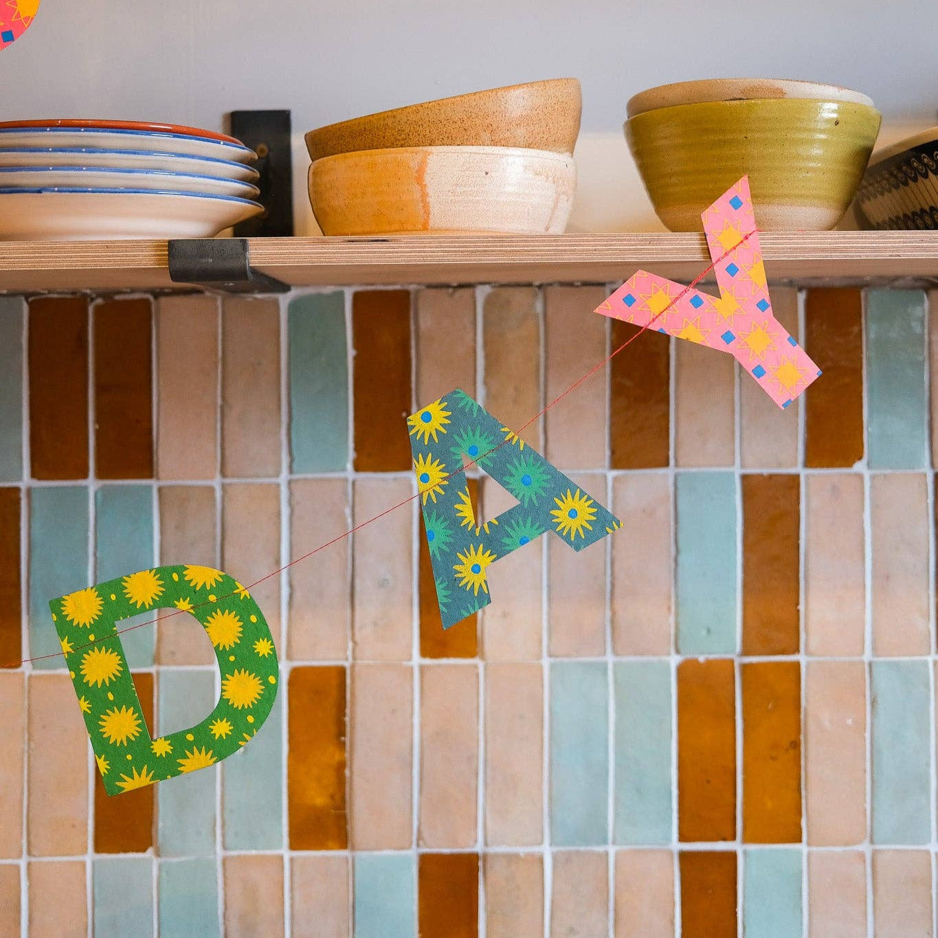 Bright Happy Birthday Sewn Garland