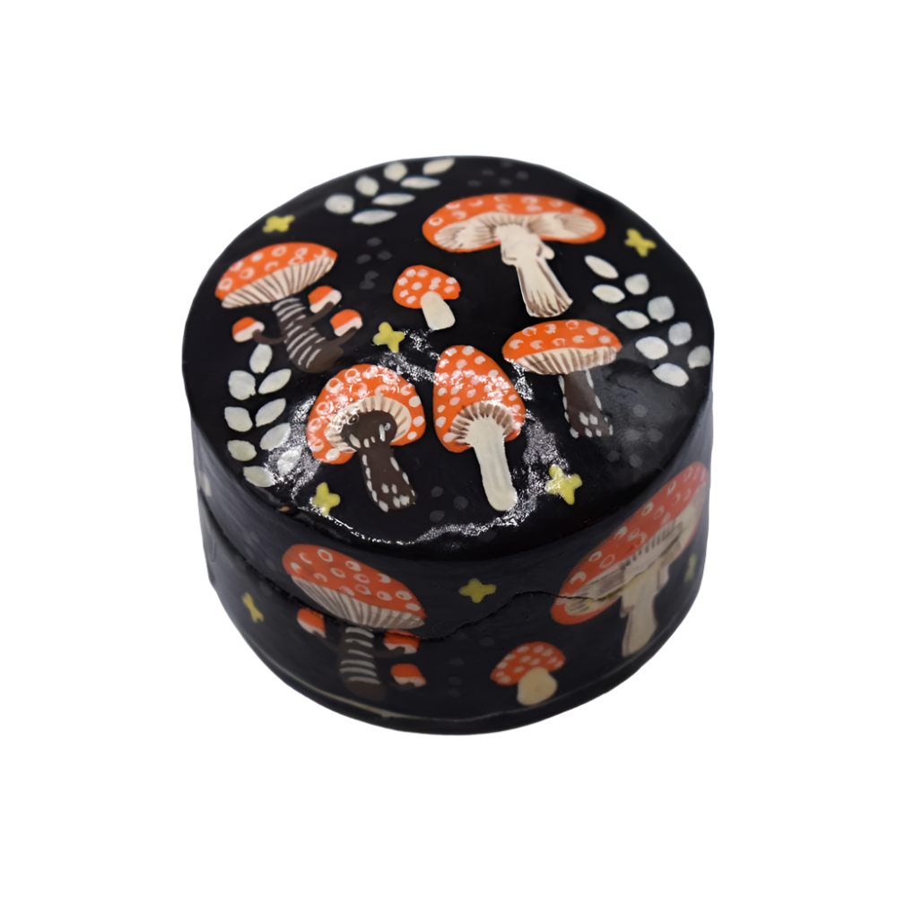 Mini Toadstool Trinket Box – Hand-Painted Papier Mâché