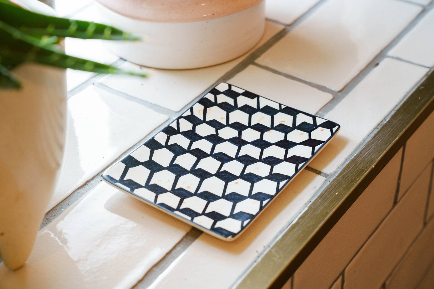 Soapstone Rectangular Dish In Cubic Maze