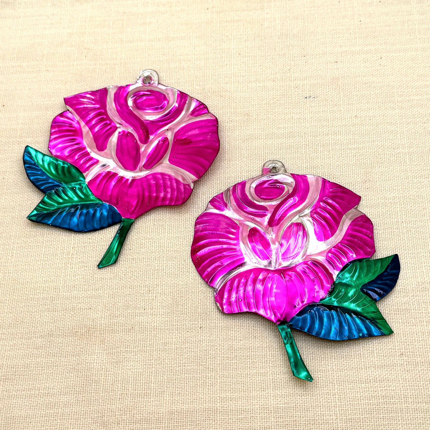 Hand-Painted Milagros Tin Rose Ornament
