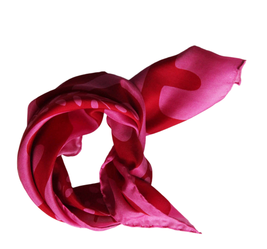 Peace & Love Fuchsia Mini Square Silk Scarf