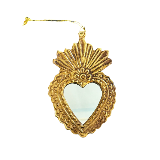 Mirrored Sacred Hearts Milagros Hanging Ornament