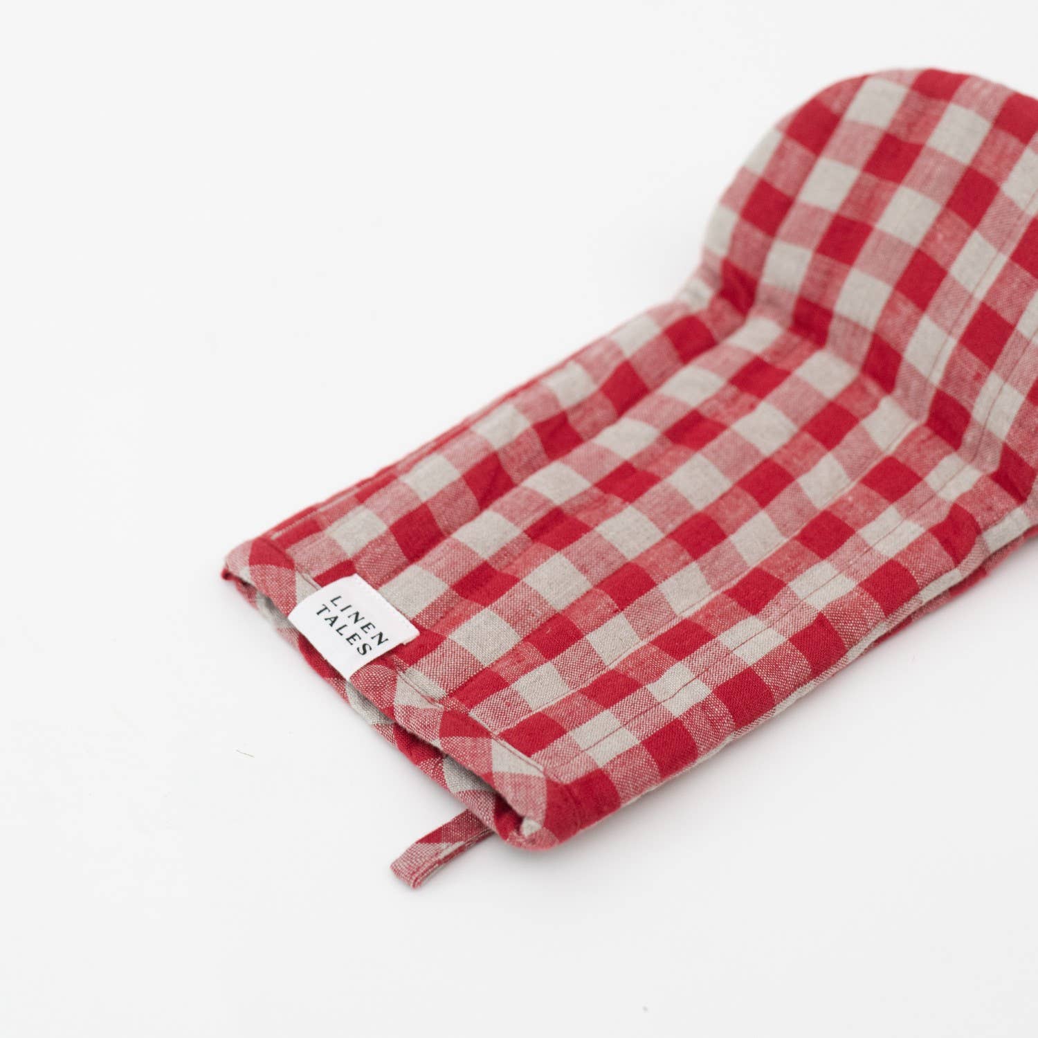 Red Gingham Christmas Linen Oven Mitt