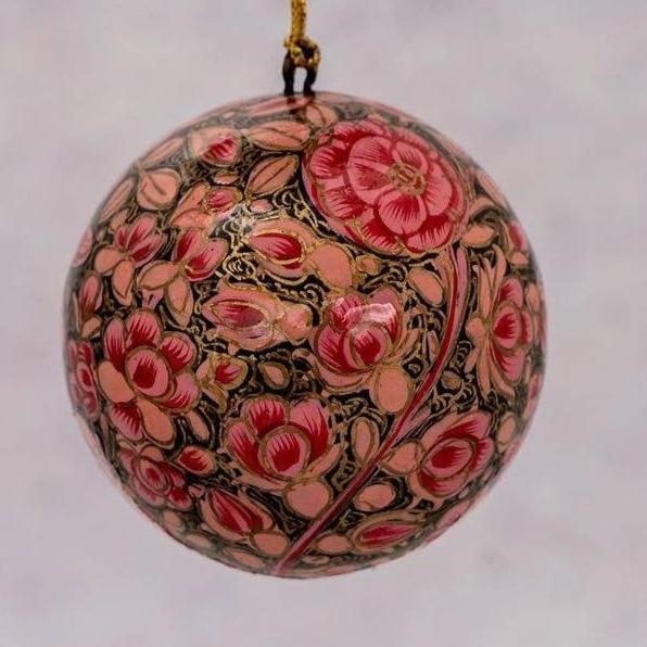 Pink Floral Christmas Bauble