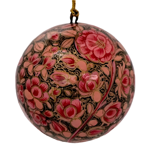 Pink Russian Floral Christmas Bauble Decoration