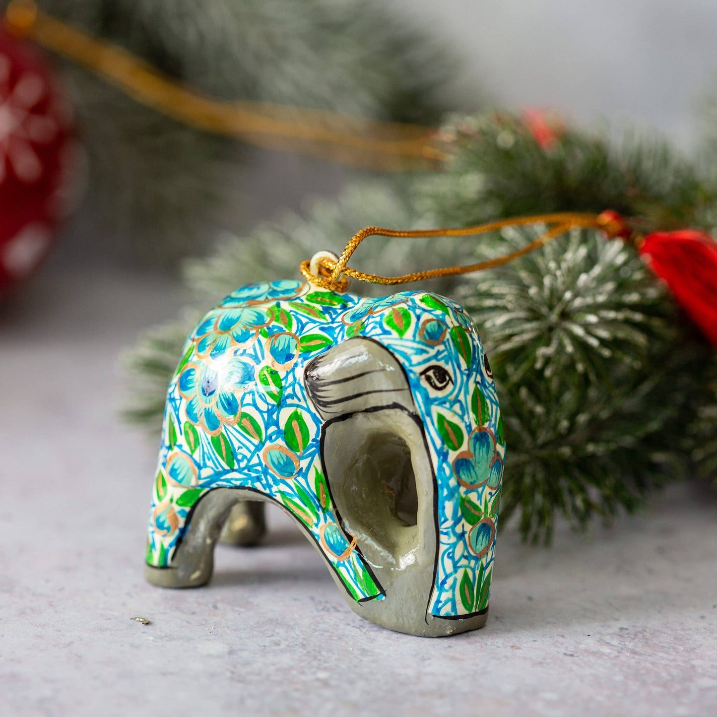 Hand-painted Elephant Christmas Tree Bauble Decoration