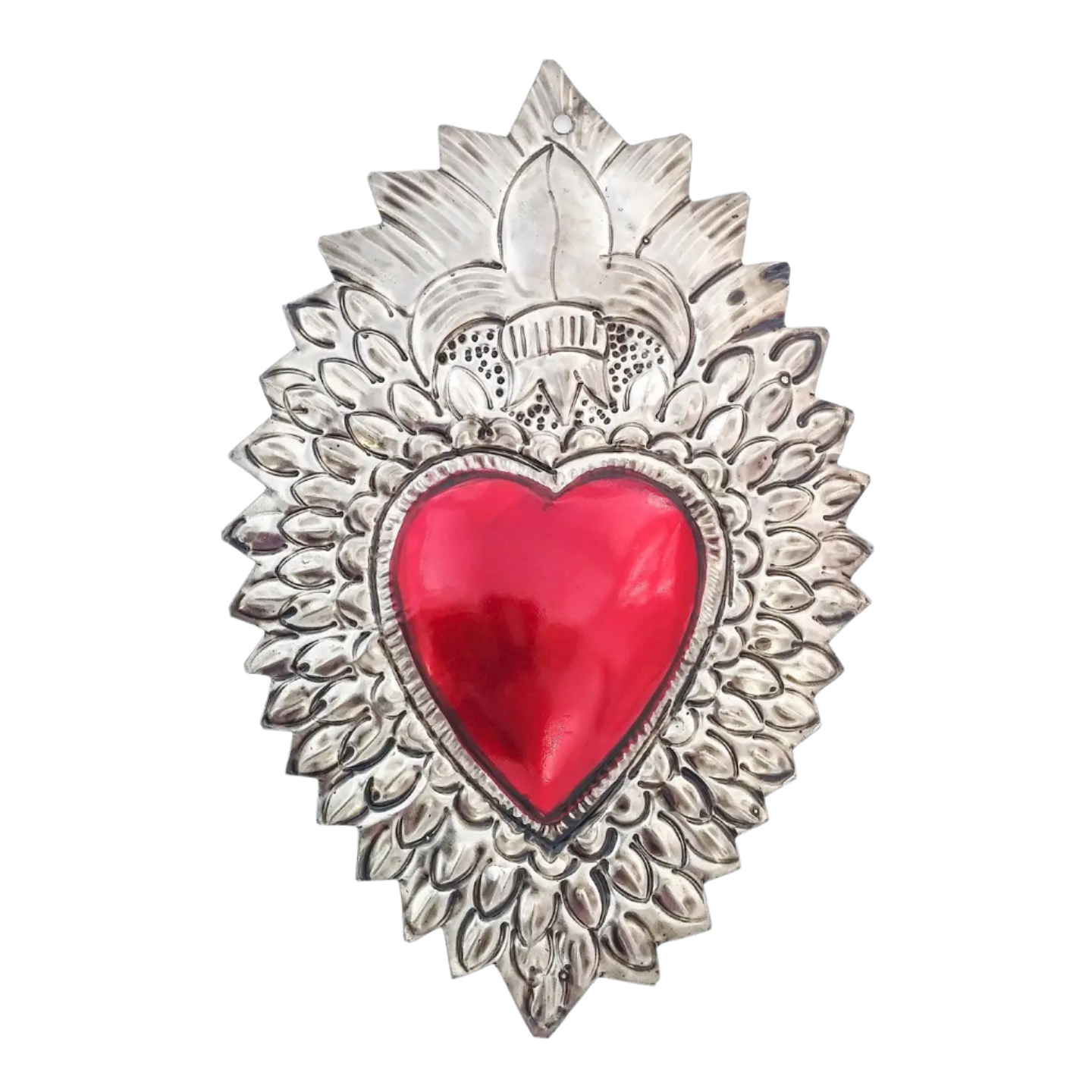 Mexican Tin Ex Voto Milagros - Flaming Heart