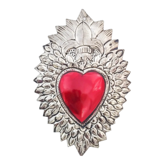 Mexican Tin Ex Voto Milagros - Flaming Heart