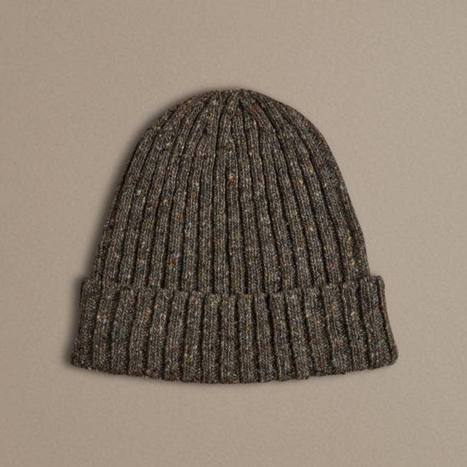 Donegal Wool Beanie in Grey Fleck