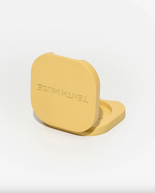 Butter Refillable Vessel in bright yellow, open