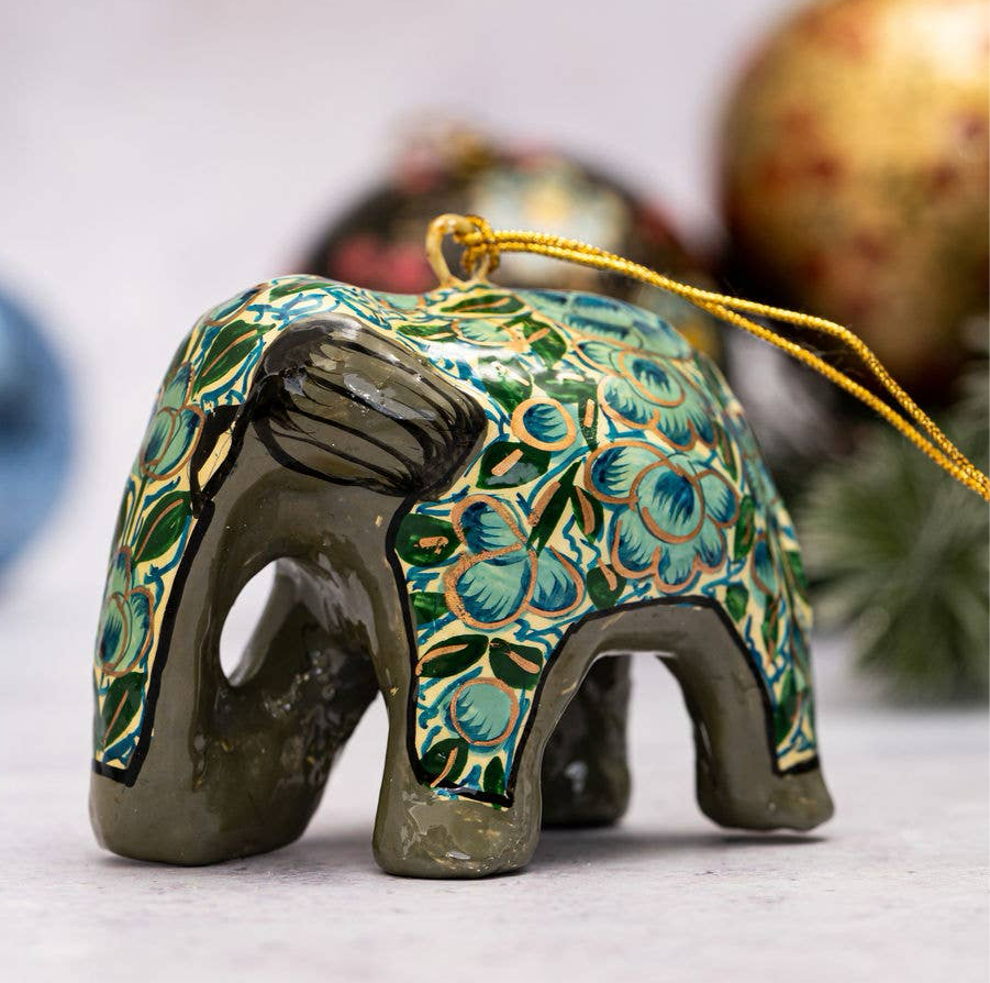 Hand-painted Elephant Christmas Tree Bauble Decoration