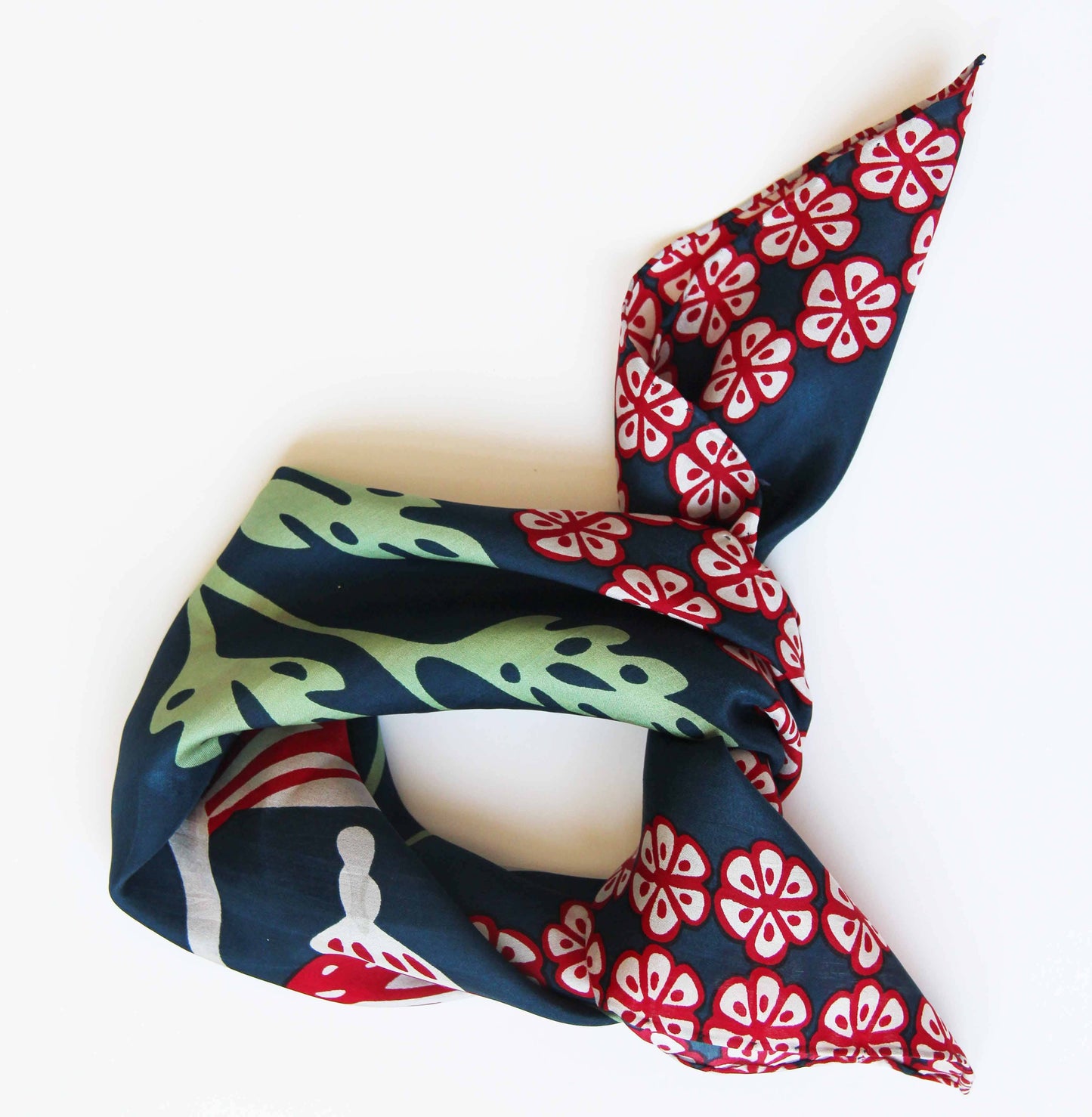 Alice Marine Navy Mini Square Silk Scarf