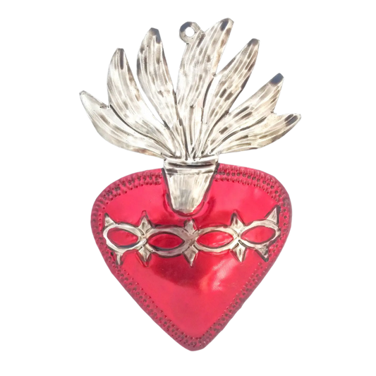 Red Heart of Thorns Tin Hanging Decoration