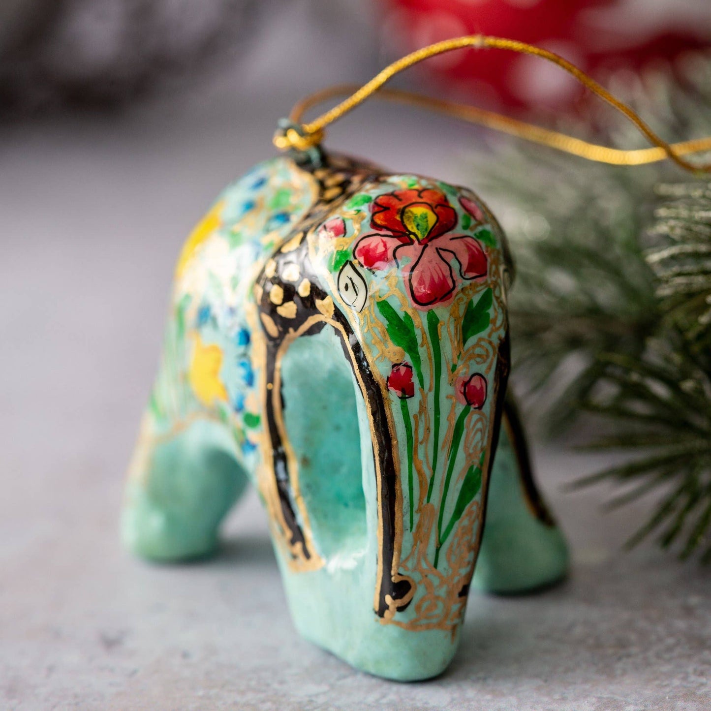 Hand-painted Elephant Christmas Tree Bauble Decoration