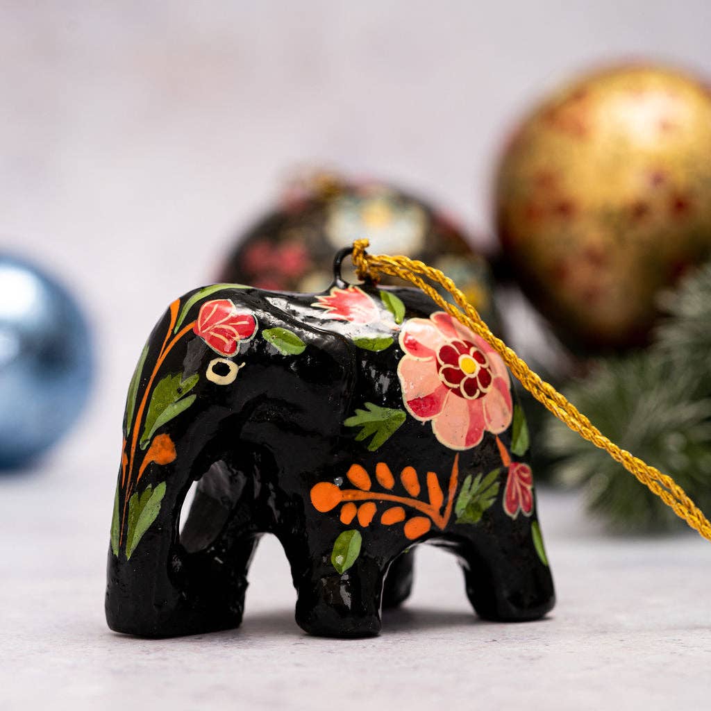 Hand-painted Elephant Christmas Tree Bauble Decoration