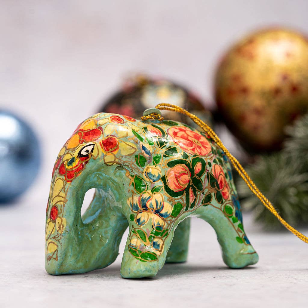 Hand-painted Elephant Christmas Tree Bauble Decoration