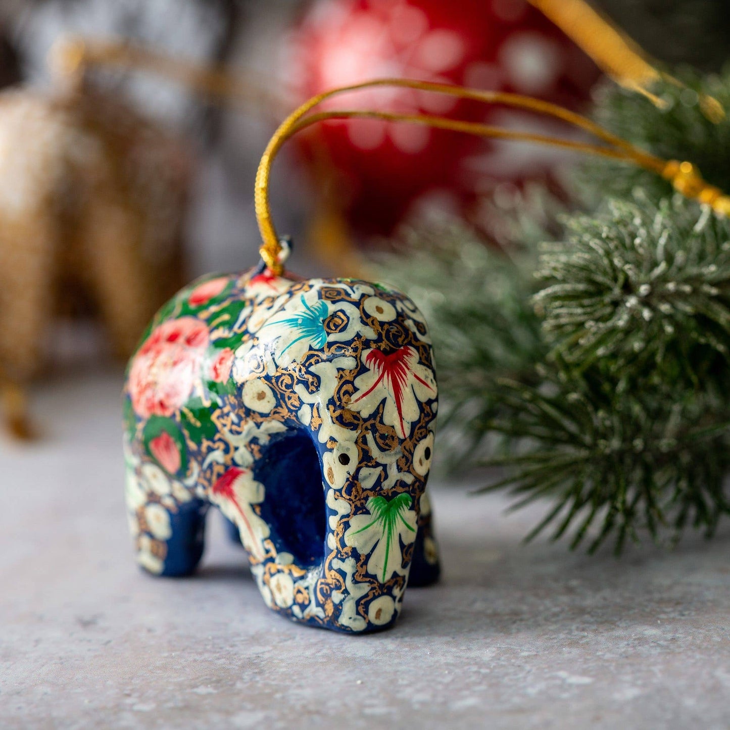 Hand-painted Elephant Christmas Tree Bauble Decoration