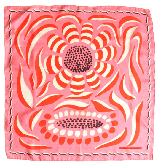 Forget-Me-Not Orange & Pink Mini Square Silk Scarf