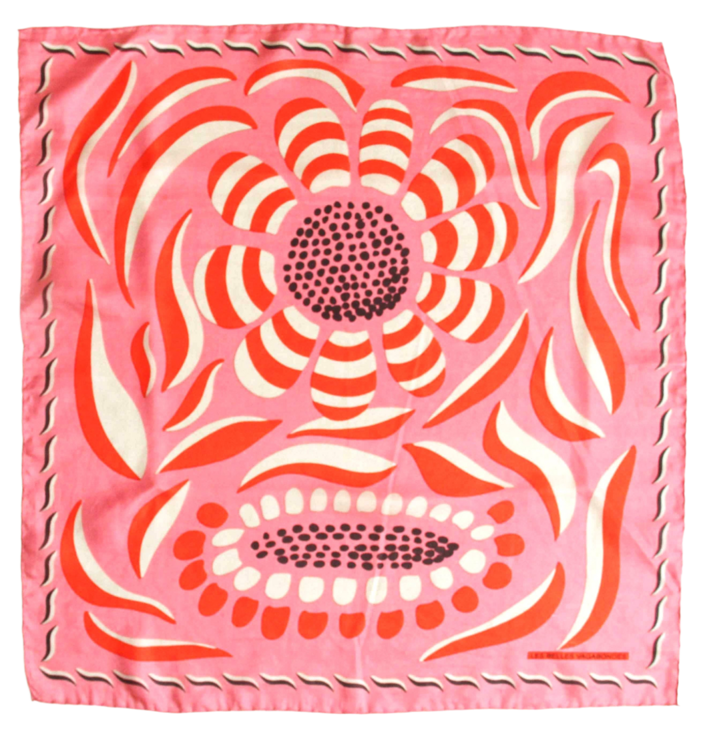 Forget-Me-Not Orange & Pink Mini Square Silk Scarf