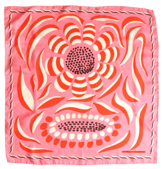 Forget-Me-Not Orange & Pink Mini Square Silk Scarf