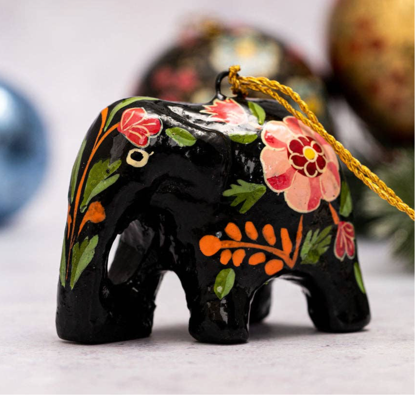 Hand-painted Elephant Christmas Tree Bauble Decoration