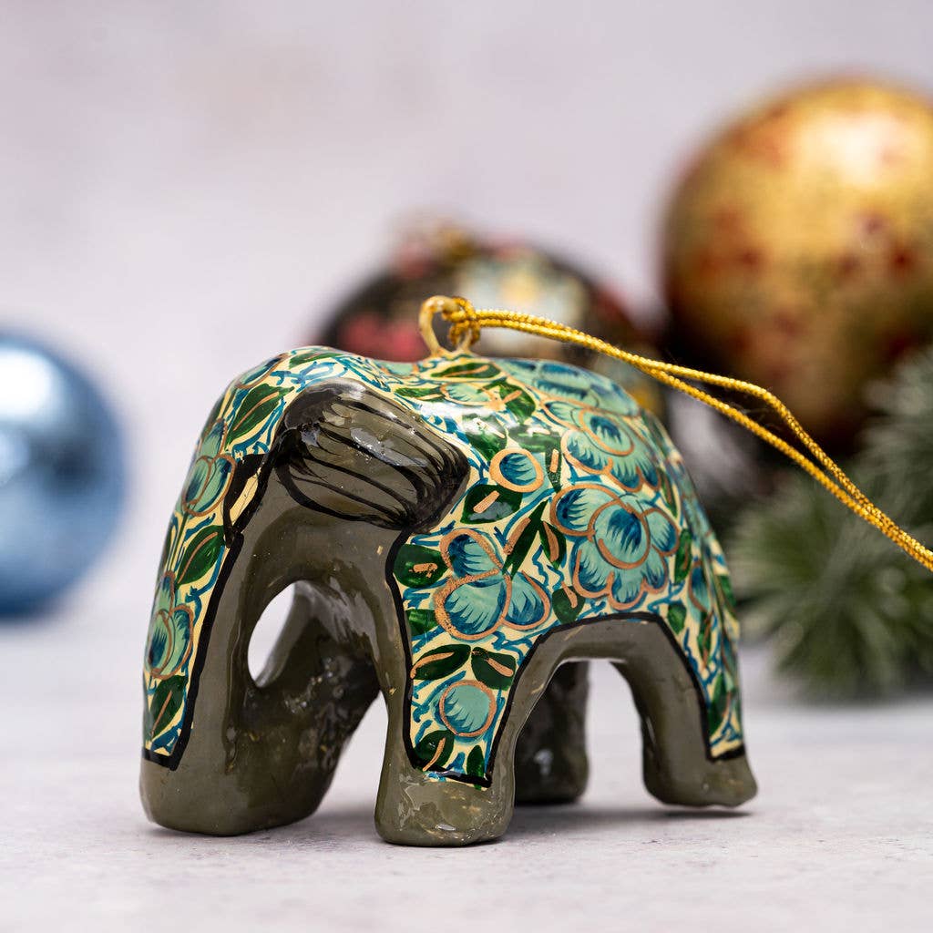 Hand-painted Elephant Christmas Tree Bauble Decoration