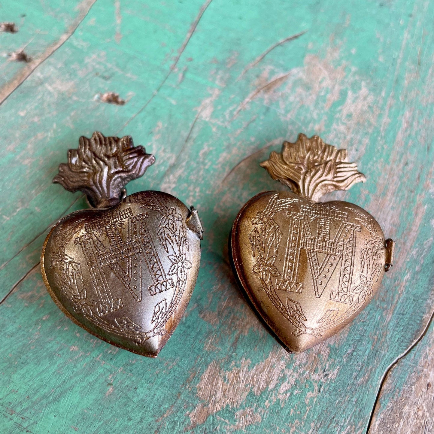 Sacred Heart Tin Milagros Locket