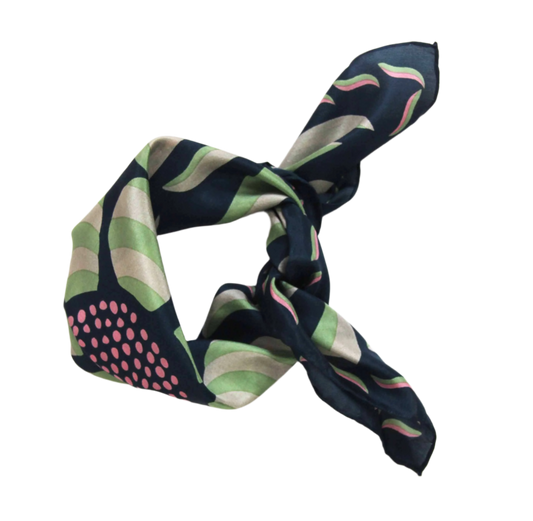 Forget-me-not Marine Navy Mini Square Silk Scarf
