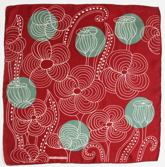 Mandalay Red Mini Square Silk Scarf