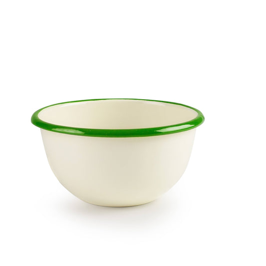 Cream & Moss Enamel Bowl