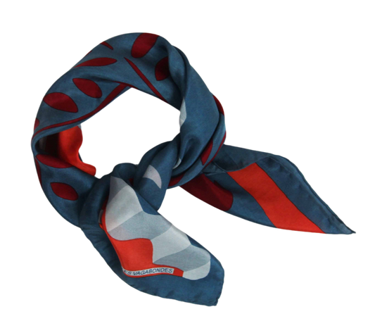 Kasbah Blue & Orange Mini Square Silk Scarf