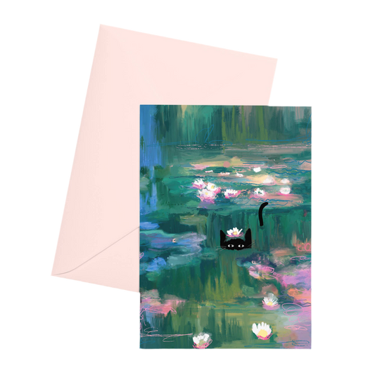 Clawed Monet Cat Greeting Card