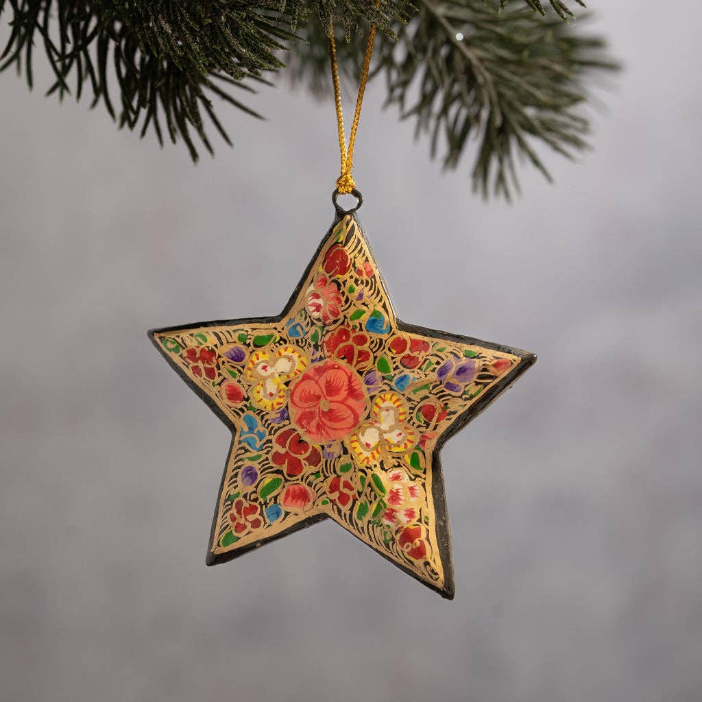 Floral Mini Star Hanging Christmas Bauble Ornament