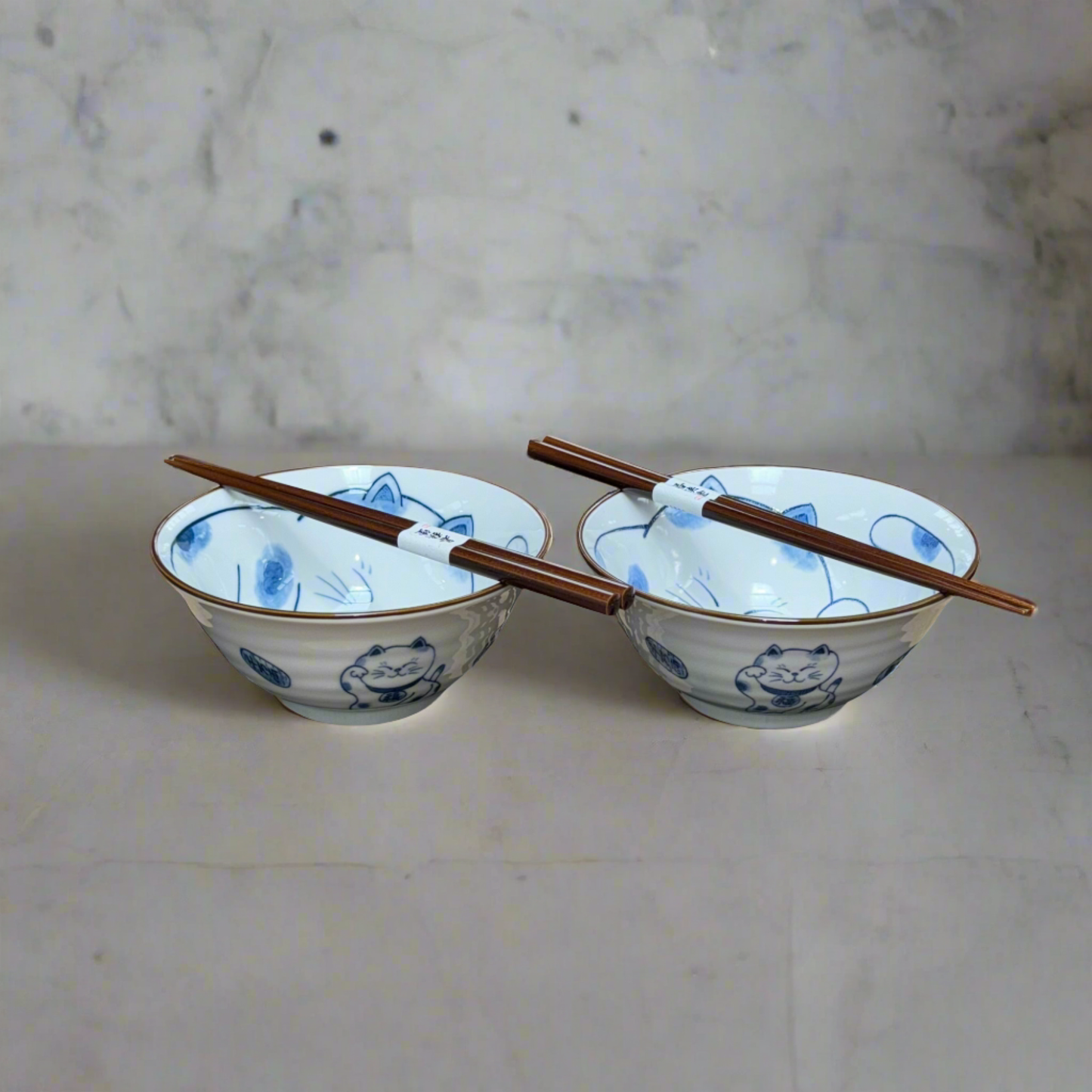 Lucky Cat 2 Piece Boxed Japanese Bowl Set