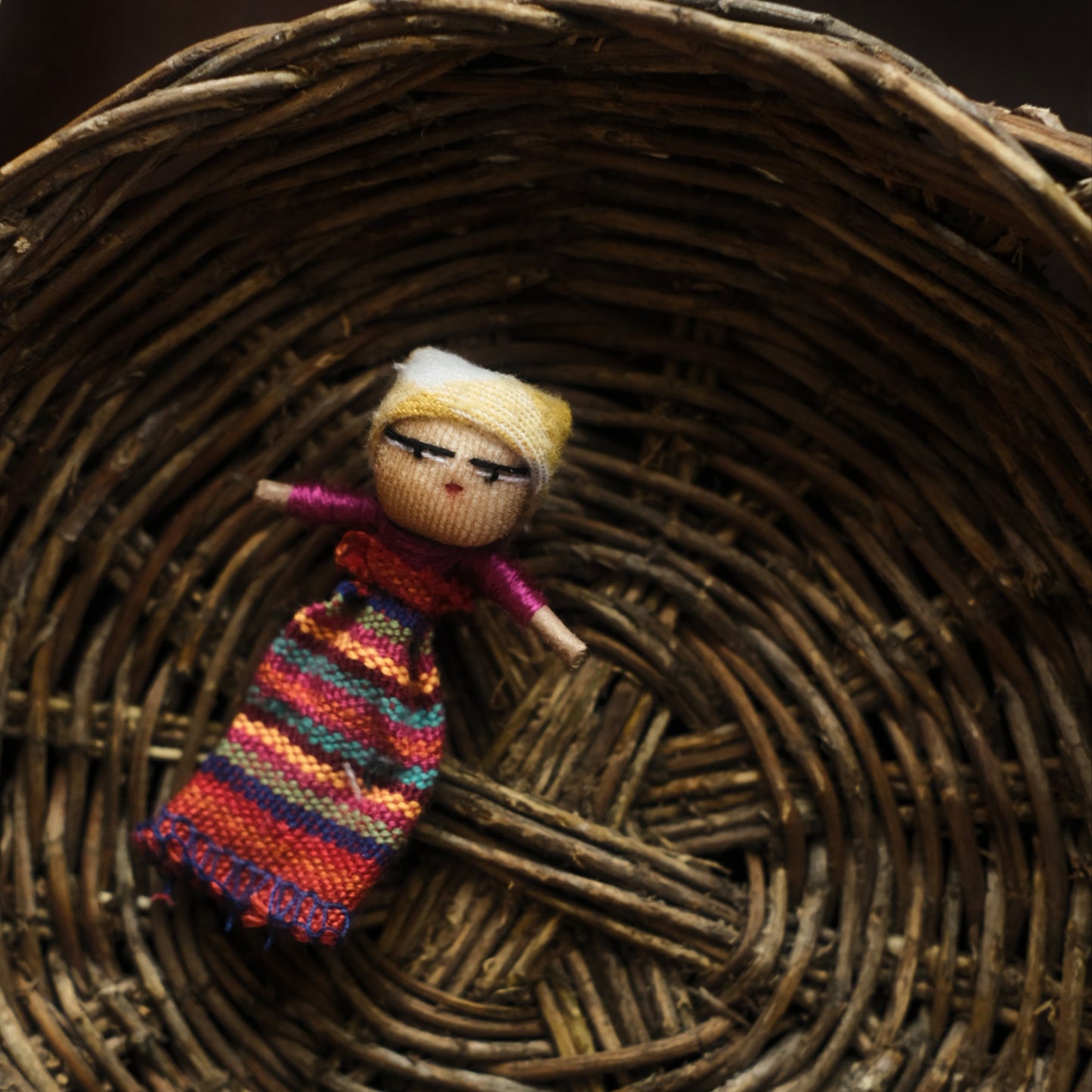 Traditional Guatemalan Worry Doll on Card