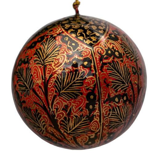 Red & Black Chinar Leaf Christmas Bauble Decoration